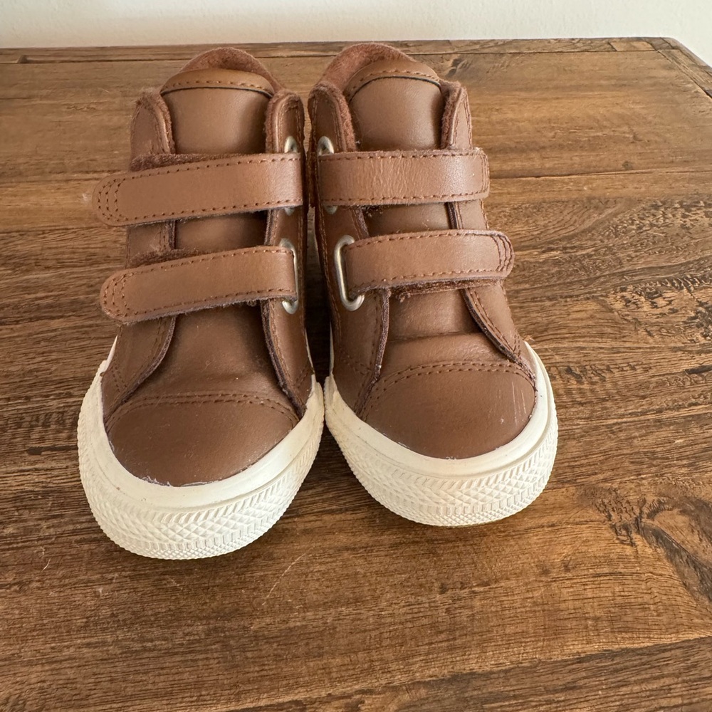Converse Brown High-Top Sneakers with Velcro Straps